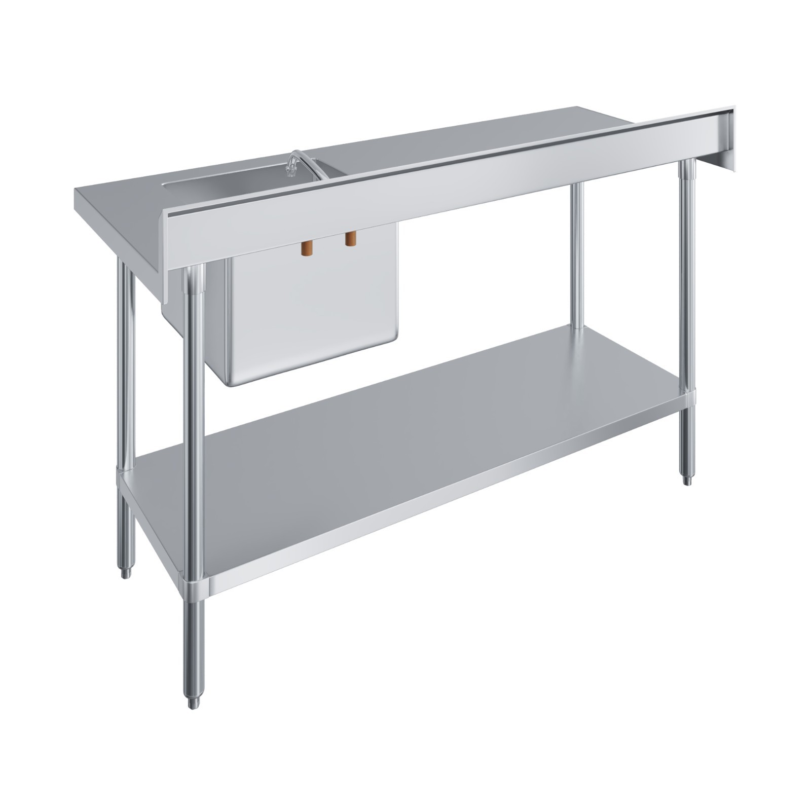 60 in. x 24 in. Stainless Steel Work Table with Built-in Right Prep Sink