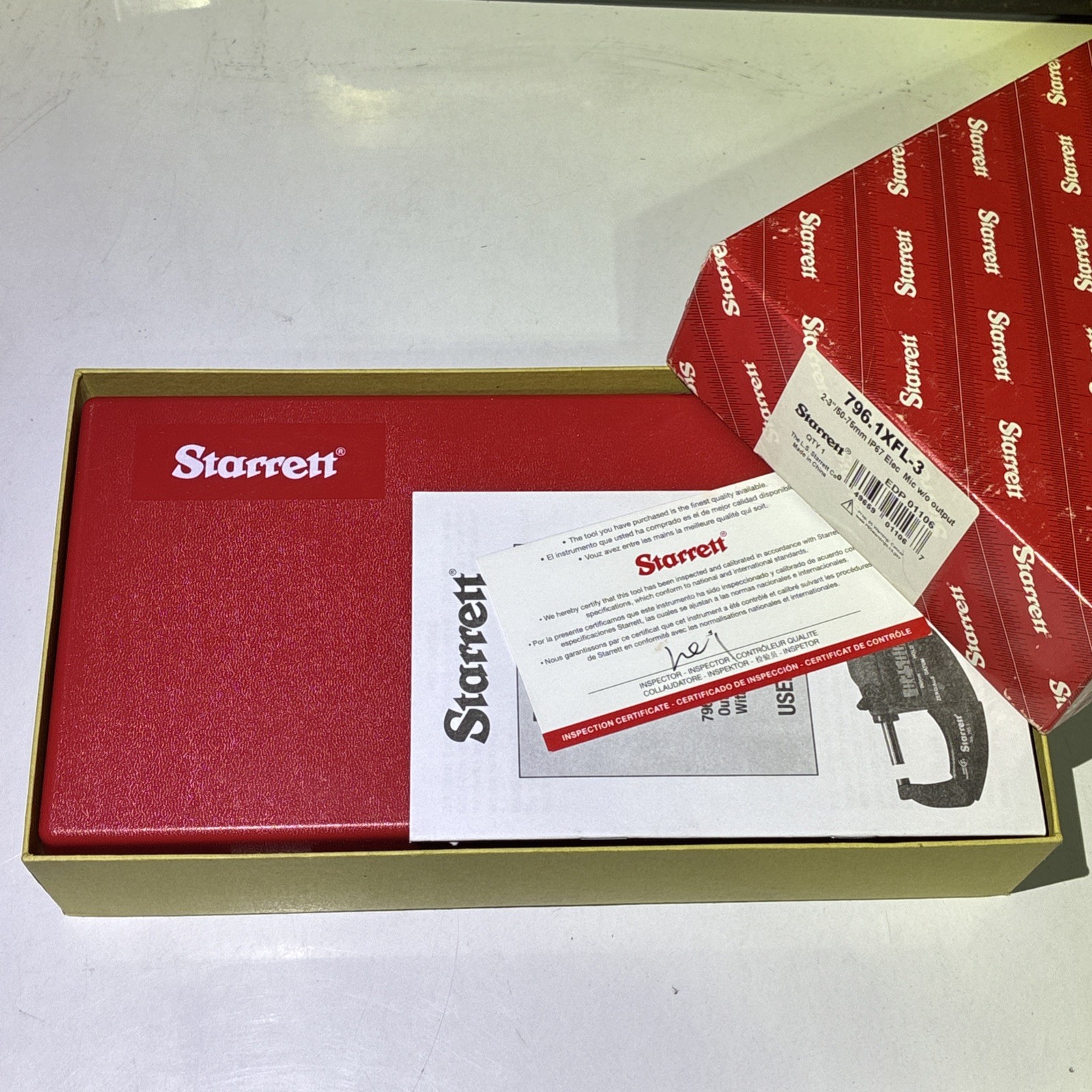 Starrett 2-3” Digital Micrometer 796.1XFL-3 IP67, RS232 Output, New