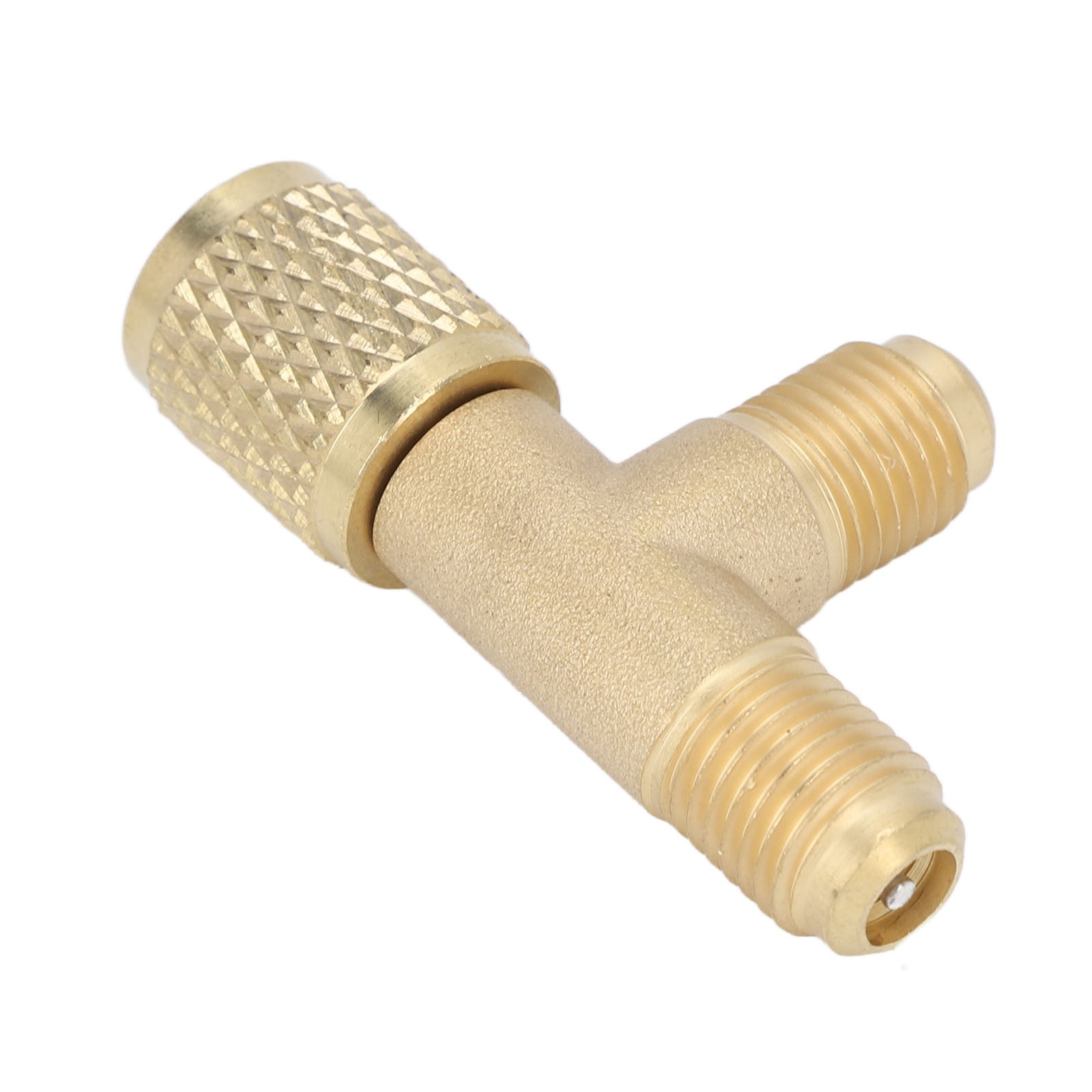 Quick Coupler Tee Adapter With Valve Core Brass 1/4in SAE Sturdy Structure