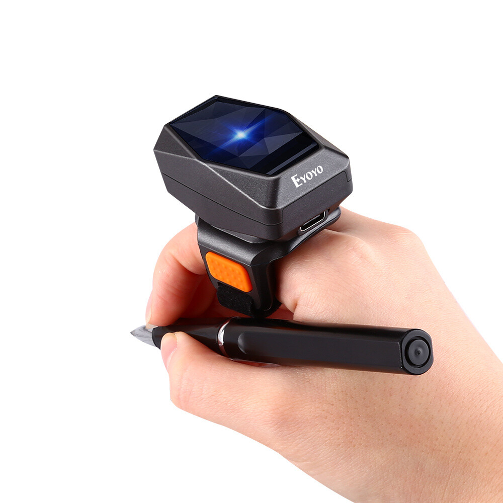 Eyoyo 2D QR Code Ring Barcode Scanner Wireless Reader for POS PC Mac OS Used