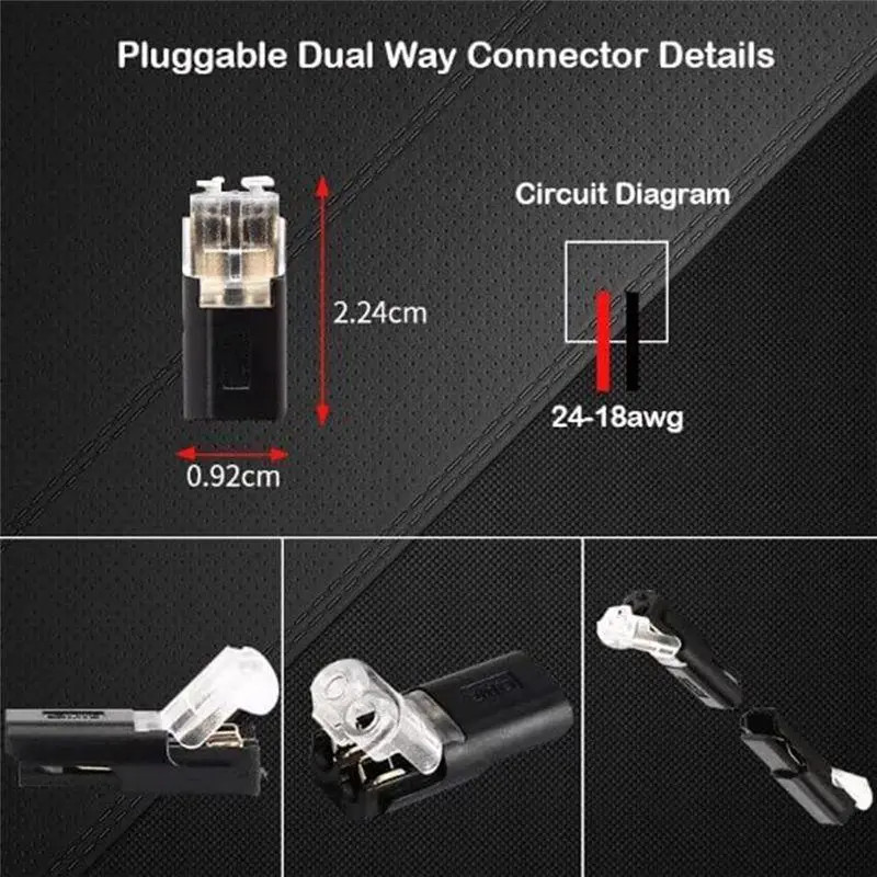 50PCS Double-Wire Plug-in Connector with Locking Buckle,Pluggable Connectors 2 P