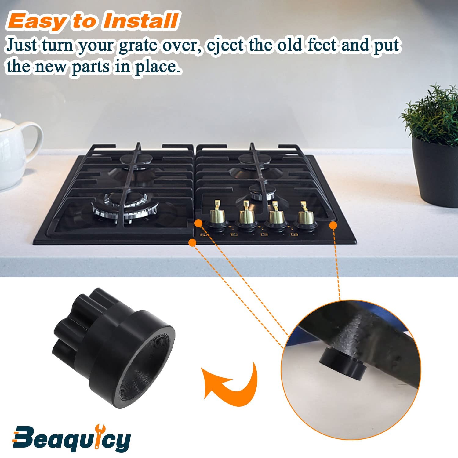 20Pcs 00618112 00637940 Rubber Grate Feet Part by 0.35×0.4×0.4, Black