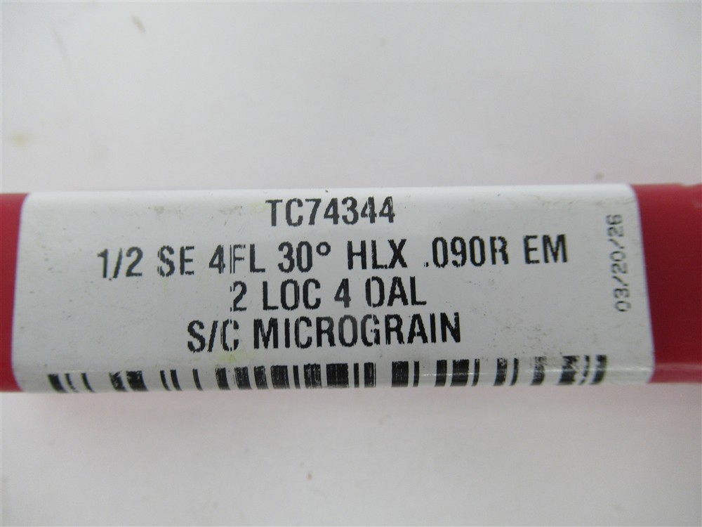 Titan USA TC74344 , 1/2″ Solid Carbide .0900″ Corner Radius End Mill