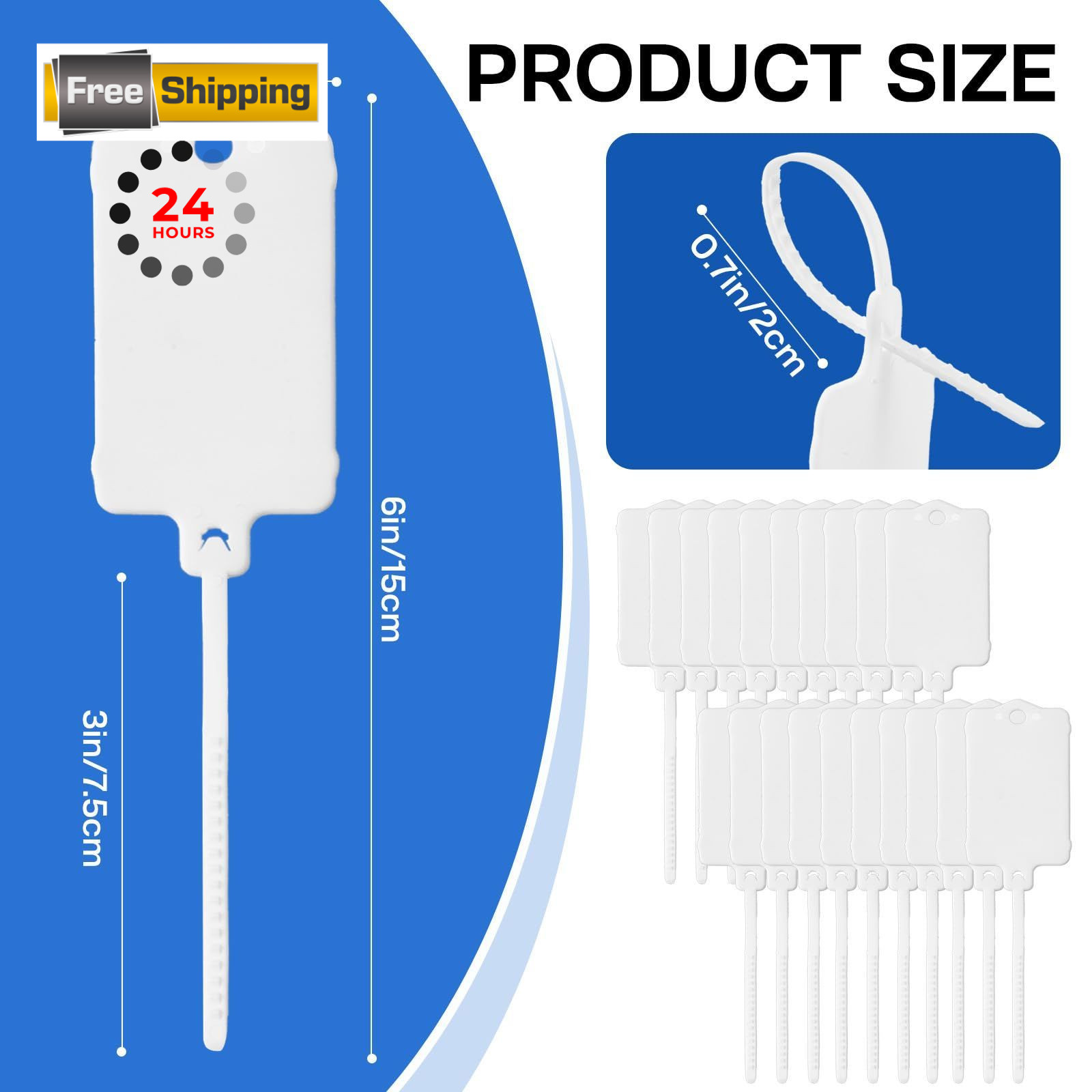 100pcs Plastic Shipping Tags Reusable Blank Waterproof Labels Writable White