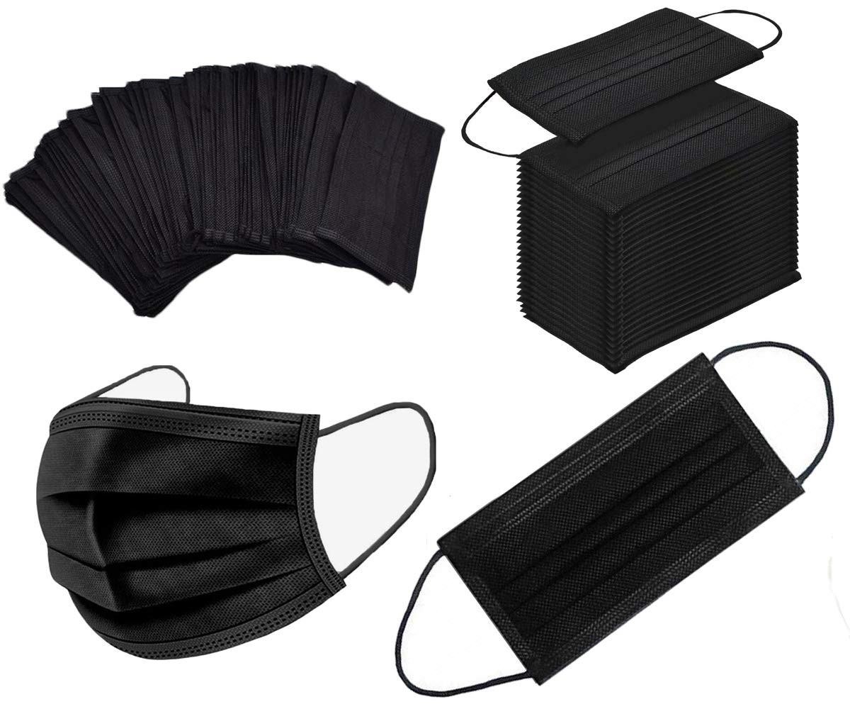 NNPCBT 100PCS 3 Ply Black 1 Count (Pack of 100), Adult-100 Pack-black