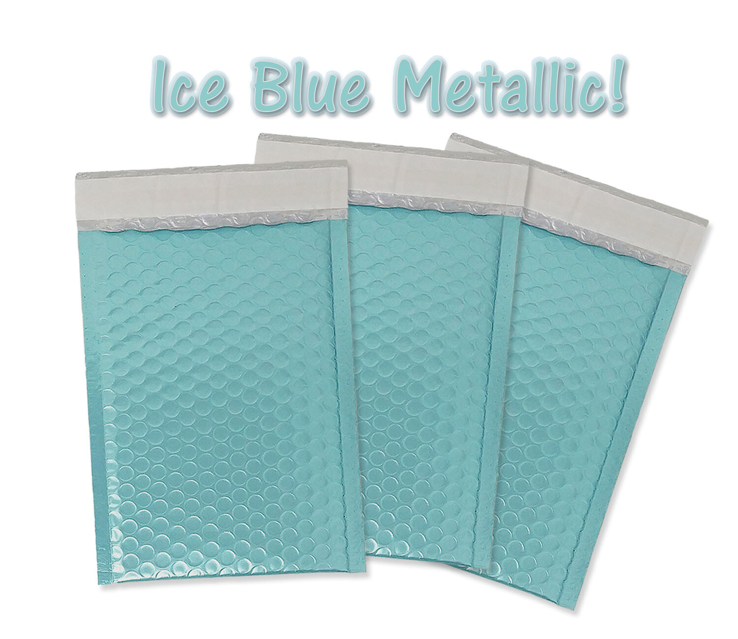 Aqua ICE BLUE Metallic Bubble Mailers 4×8, 8×12, 6×10, 9×13 NEW Padded Envelopes