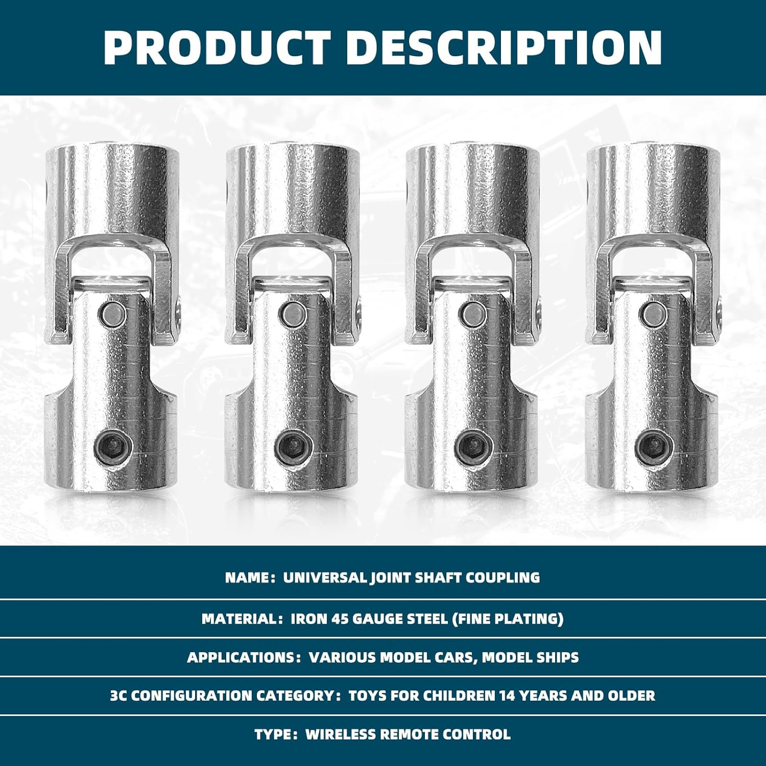 4 Pcs 8Mm to 8Mm Universal Joint Shaft Coupling Rotatable Metal Shaf Coupling