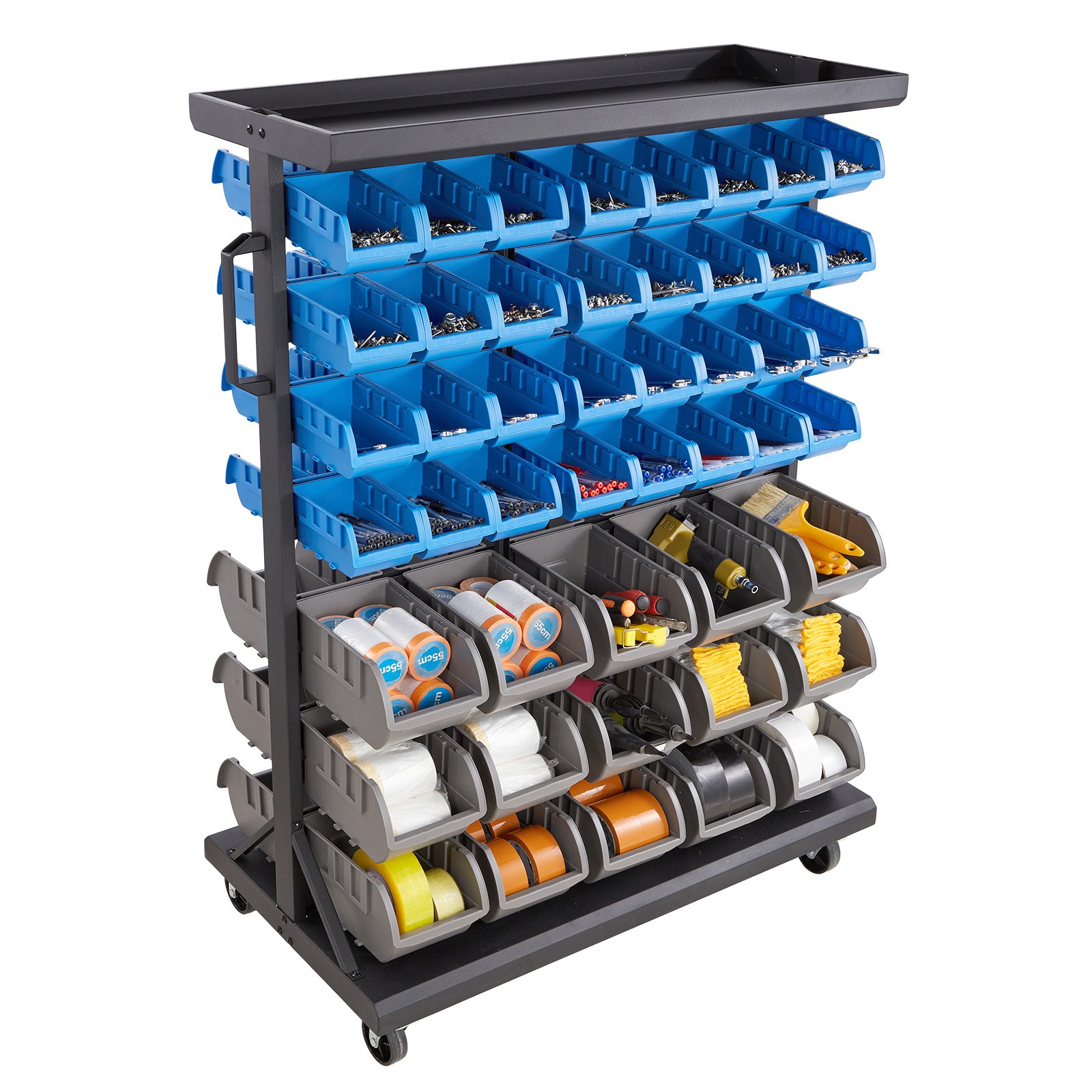Uimoso Double-Sided Rolling Storage Rack with 7 Tiers and 94 Bins