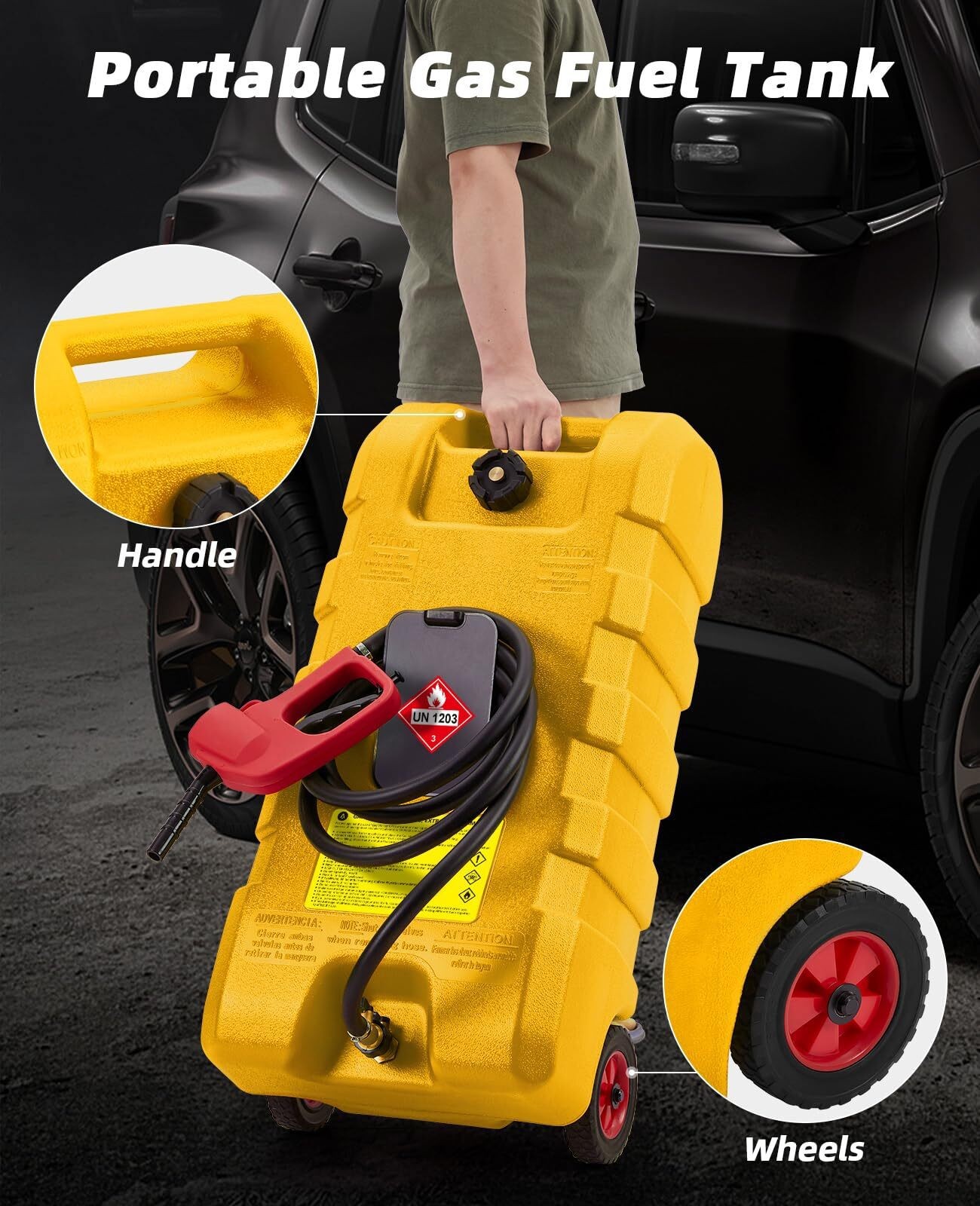 15 Gal Fuel Tank Heavy-Duty Fuel Tank Fuel Caddy with Manual Fuel Transfer Pump