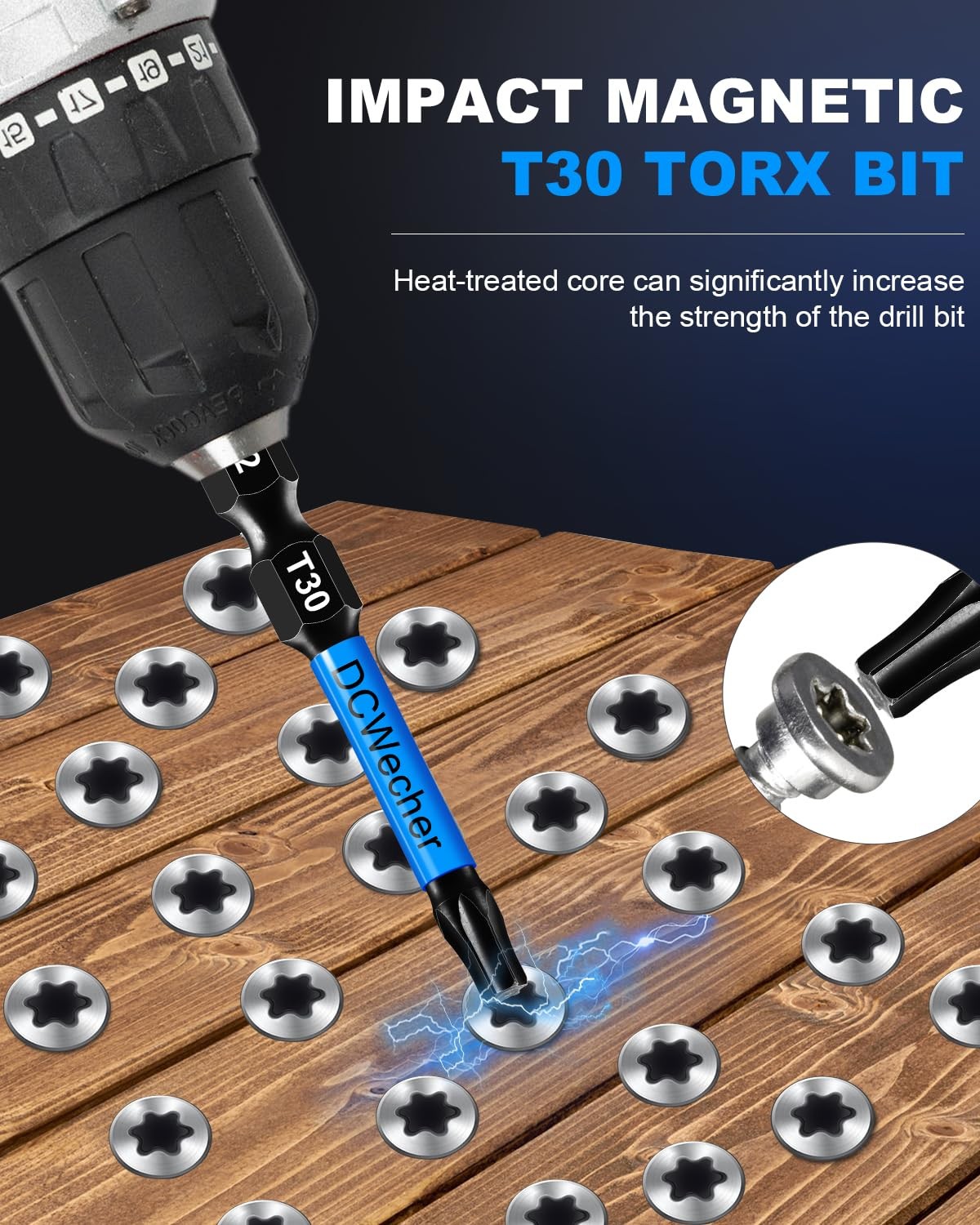 10-Pack T30 Torx Bit, Impact T-30 Bit 10-PCS 2 Inch, Blue