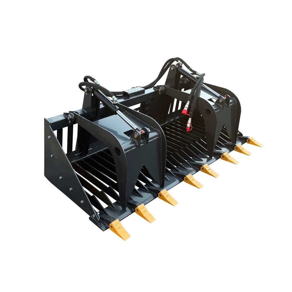 LandHonor 72in Skeleton Rock Grapple Rake Bucket w/ Teeth Skid Steer Attachments