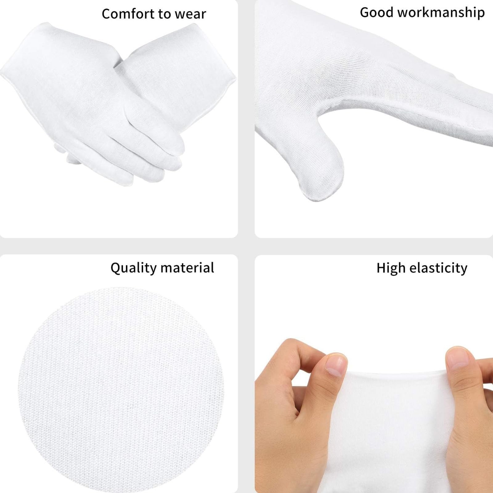 300 Pcs White Cotton Gloves Bulk – Moisturizing Overnight Gloves for Dry Hands,