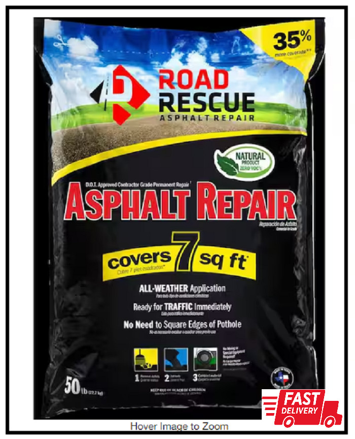 Road Rescue Asphalt Repair Driveway Road Concrete Patch Parking Lot 50 lbs Black