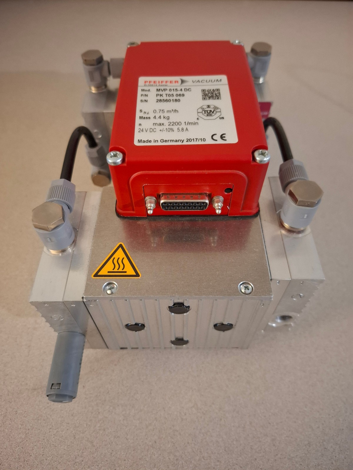 Pfeiffer Vacuum Diaphragm Pump, MVP 015-4 DC, PN#PKT05069, FOR PARTS or REPAIR