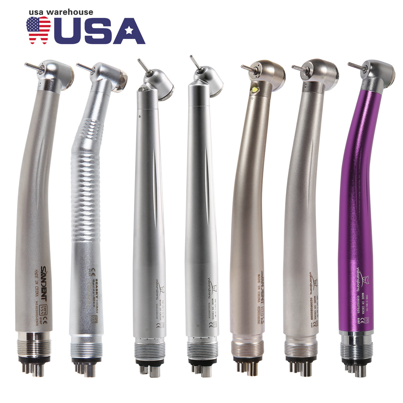 Dental (LED) High Speed Handpiece (45° Degree) 4HOLES/ NO-LED Turbine Colorful