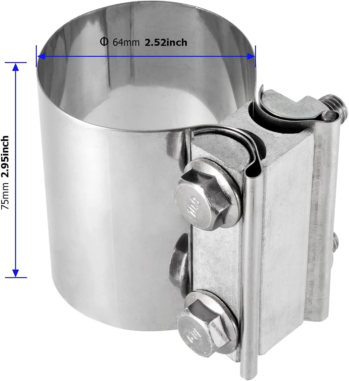 4 Pack 2.5 Inches Butt Joint Exhaust Clamp Sleeve, Stainless Steel Butt Joint Ex