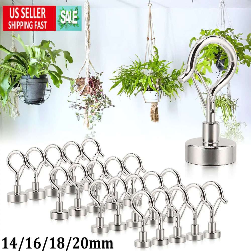 5/10Pcs Dia Strong Magnetic Hook Hanger N38 Neodymium Clamping Magnet Hooks Base