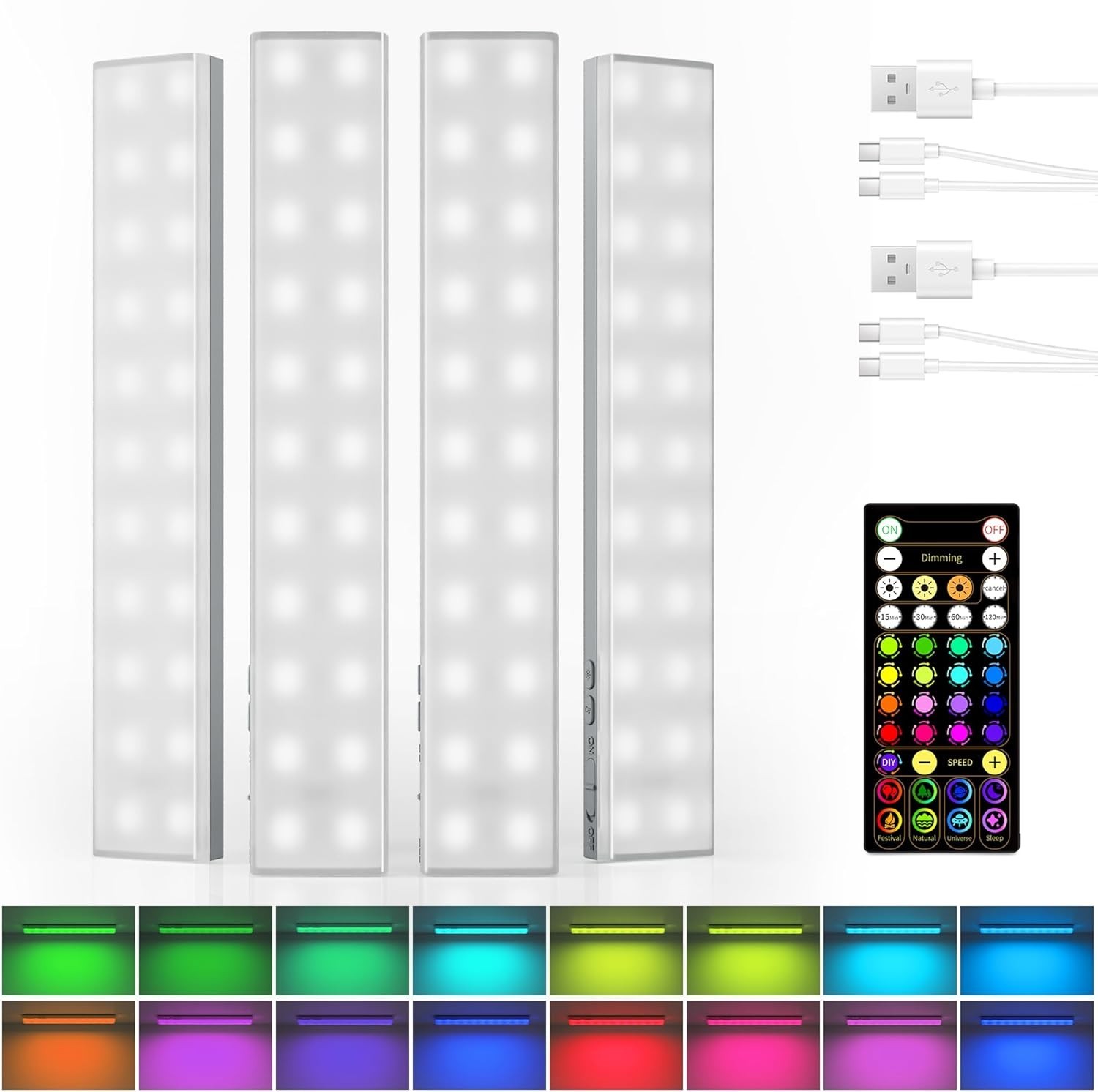 80 Color Changing Light Bars, 1800mAh Rechargeable Battery Operated Under Cab…