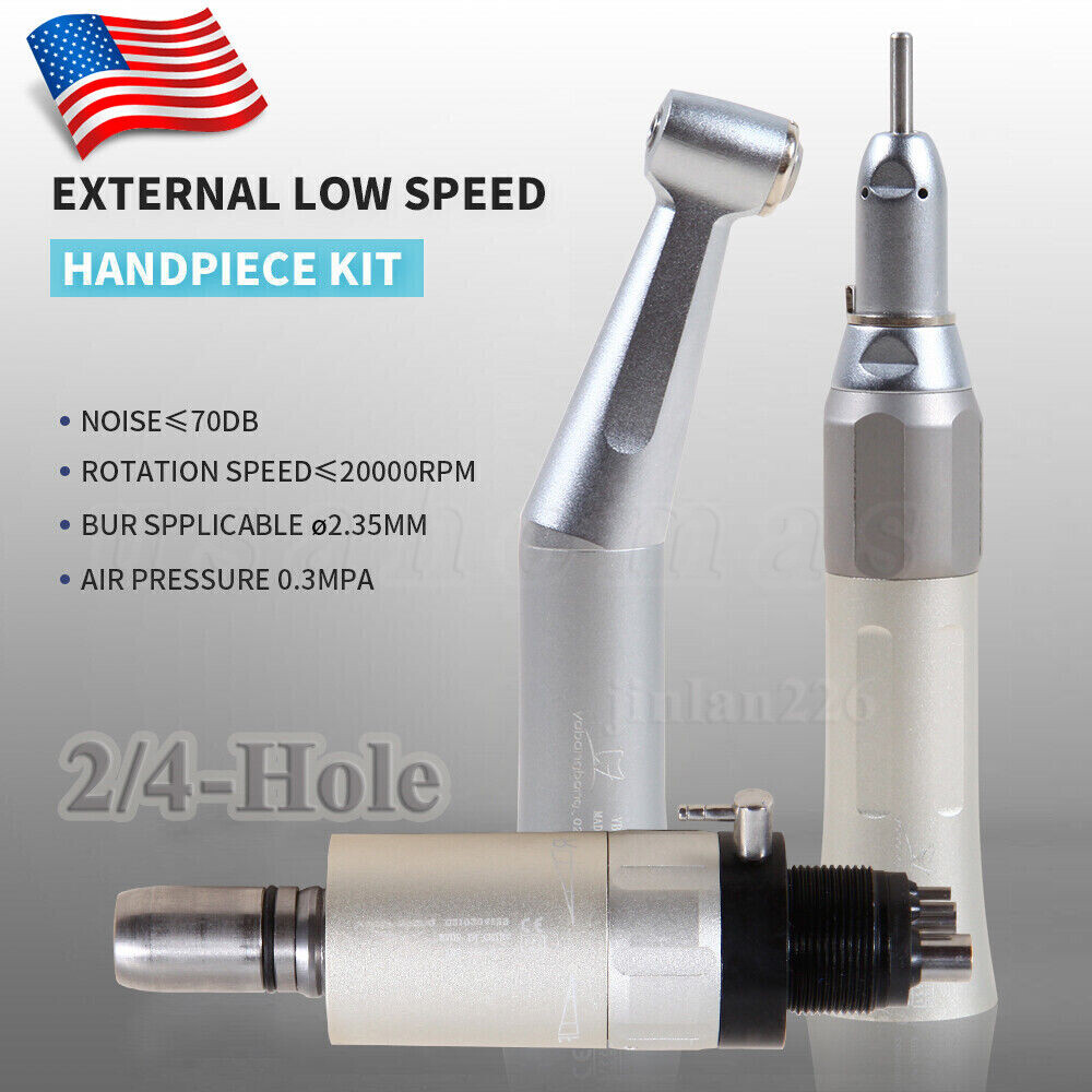 NSK Style Dental Slow Low Speed Handpiece Straight Contra Angle Air Motor 4Holes