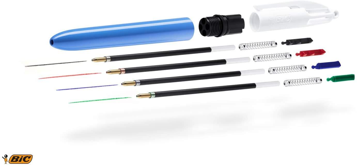 BIC 4 Color Retractable Ballpoint Pen 12 Pack Black Blue Green Red Ink