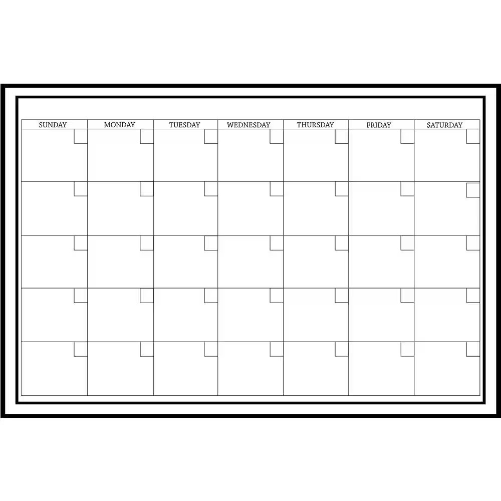 24 In. X 36 In. White Monthly Calendar Memo Board