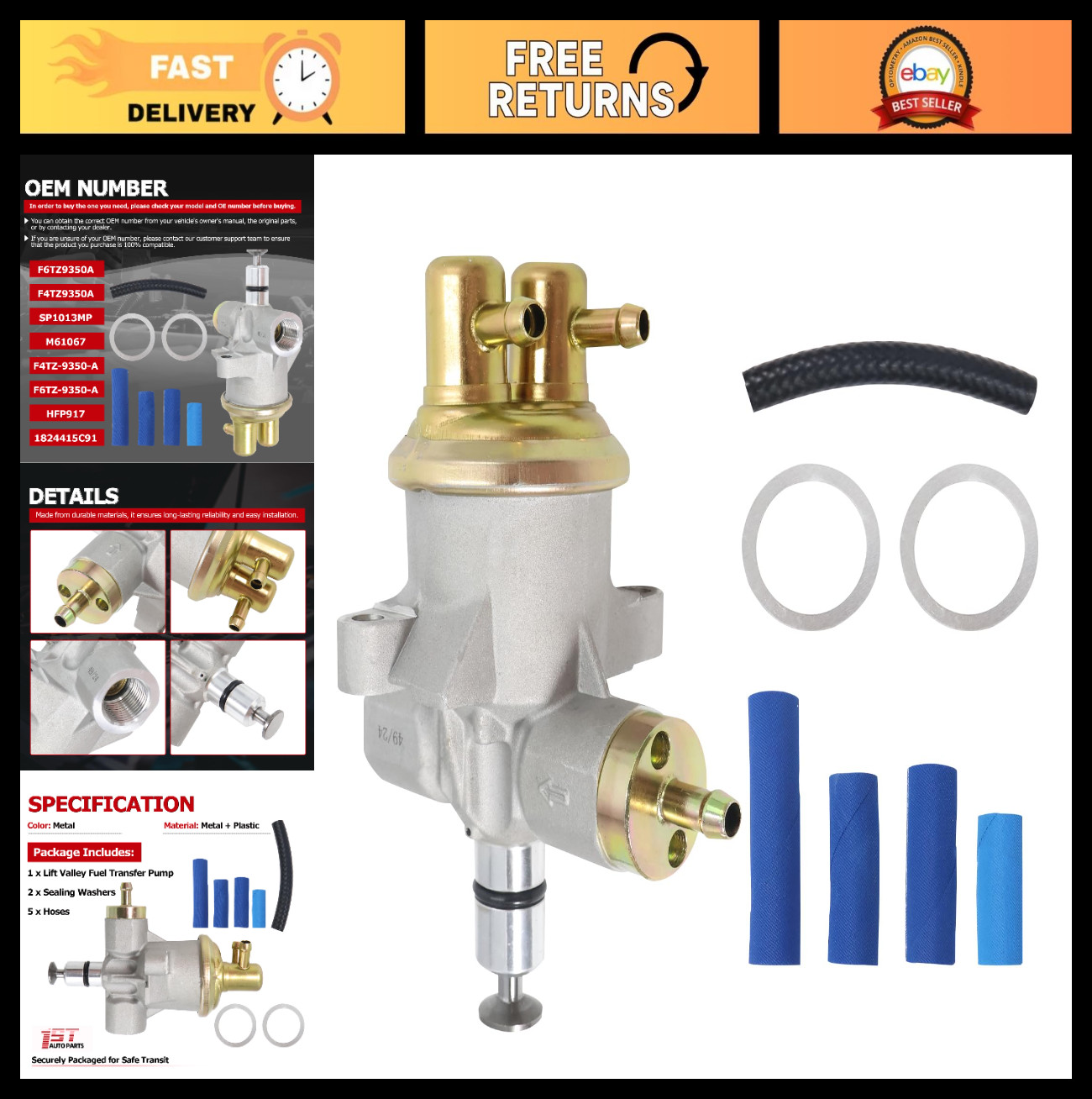 Lift Fuel Transfer Pump Kit for Ford E-350 F-250 F-350 7.3L Diesel Powerstroke 1