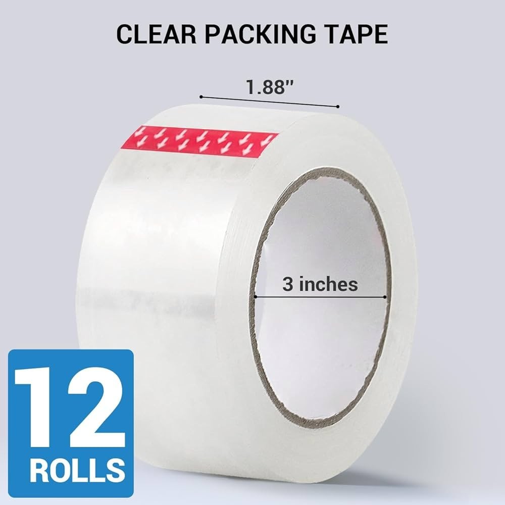 12 Rolls Shipping Packaging Box Packing Sealing Tape 2 mil 2″ x 110 Yard 330FT