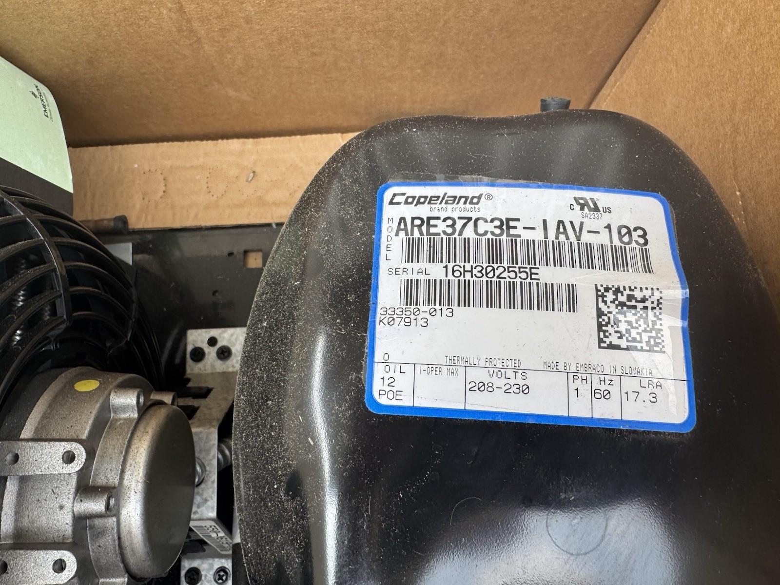 Copeland ARE37C3E-IAV-103 Condensing Unit 208-230V 1PH w/ M2FH-0033-IAV-140 NEW