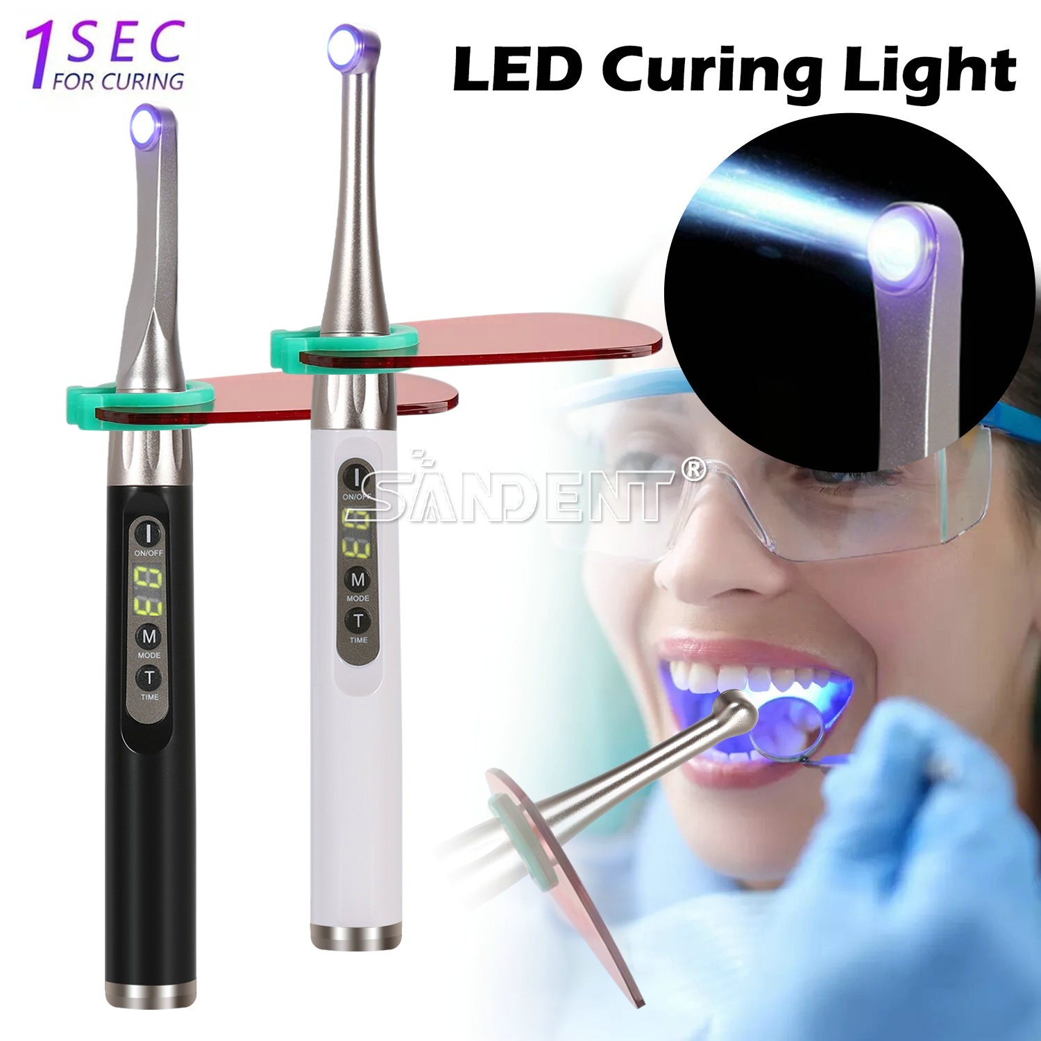 Dental LED Cure Curing Light Lamp 2000mw 5W Tool Resin Cure Wireless Cordless CE