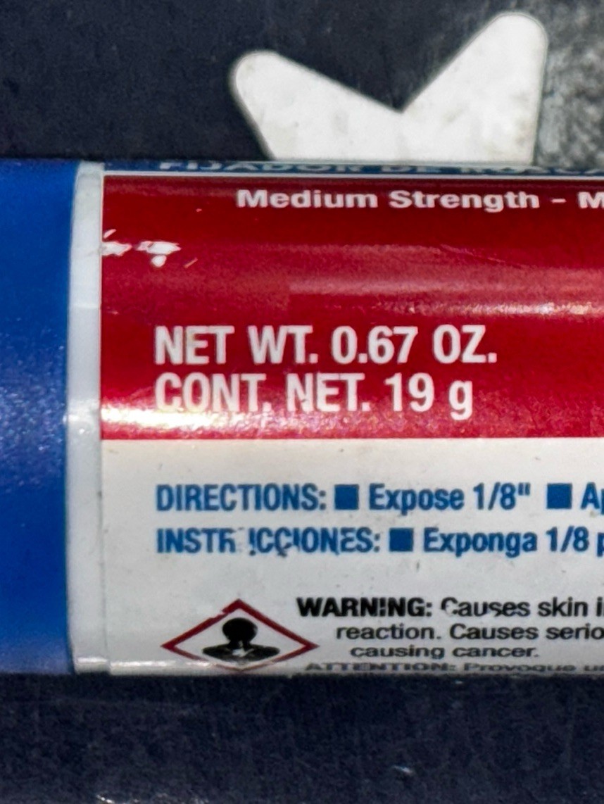 19g BIG USA Loctite 248 Medium Strength Thread Locker 37087 462476 EXP 04/26