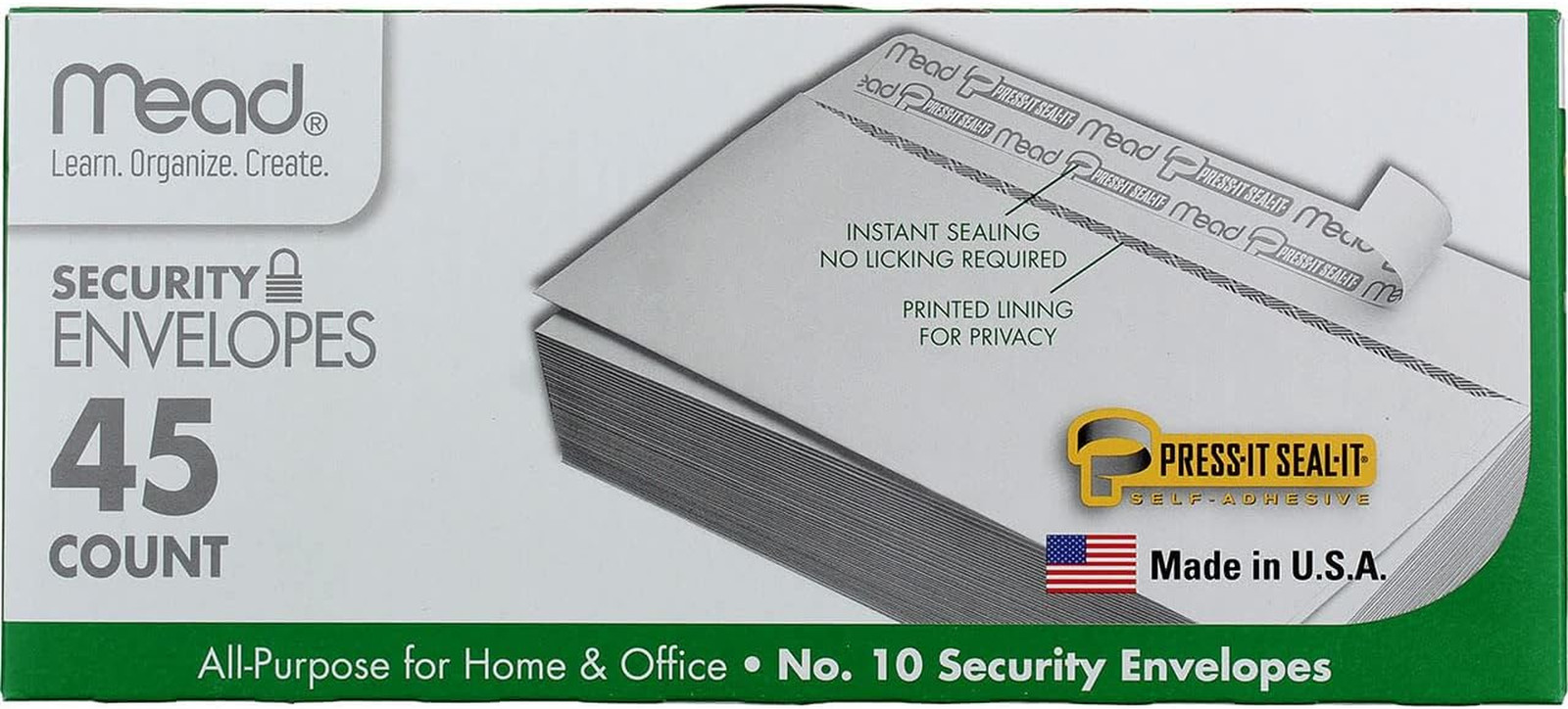 Press-It Seal-It No.10 Security Envelopes, 4.125 X 9.5-Inches, White, 45 Count,