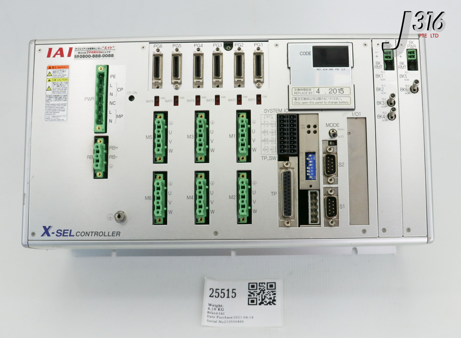 25515 IAI X-SEL CTLR XSEL-Q-6-400A-200A-200AB-200ABL-200A-200AB-DV-E-EEE-0-2