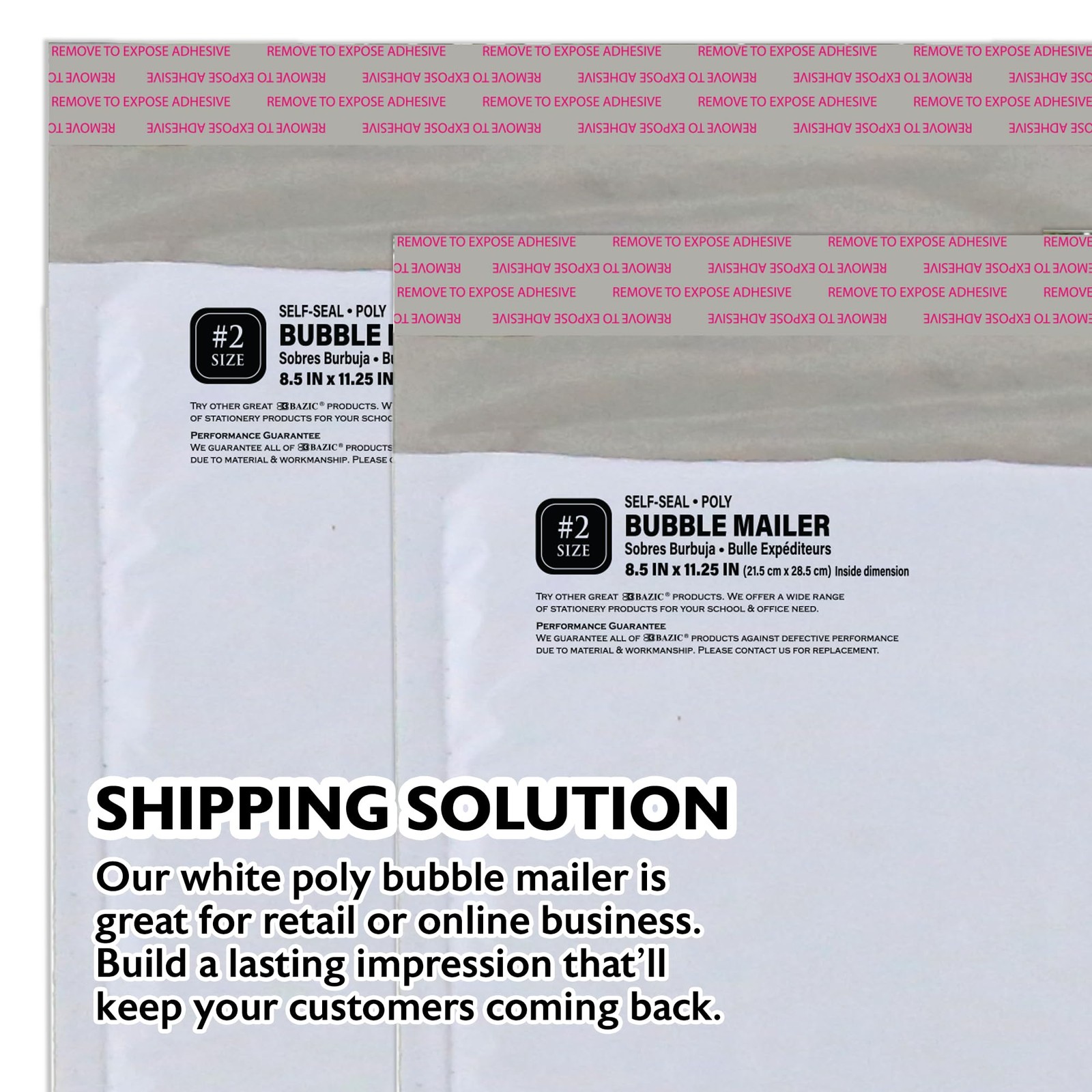 BAZIC Products #2 Poly Bubble Mailers, 8.5 x 11.25 in, 1-Pack, White