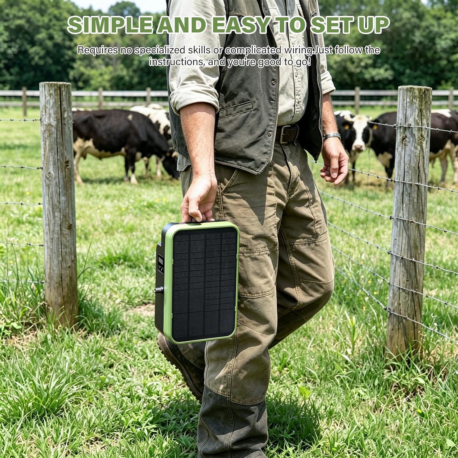 0.5J 10Mile Solar Power Fence Charger 5.5W Electric Fence Energizer Livestock US