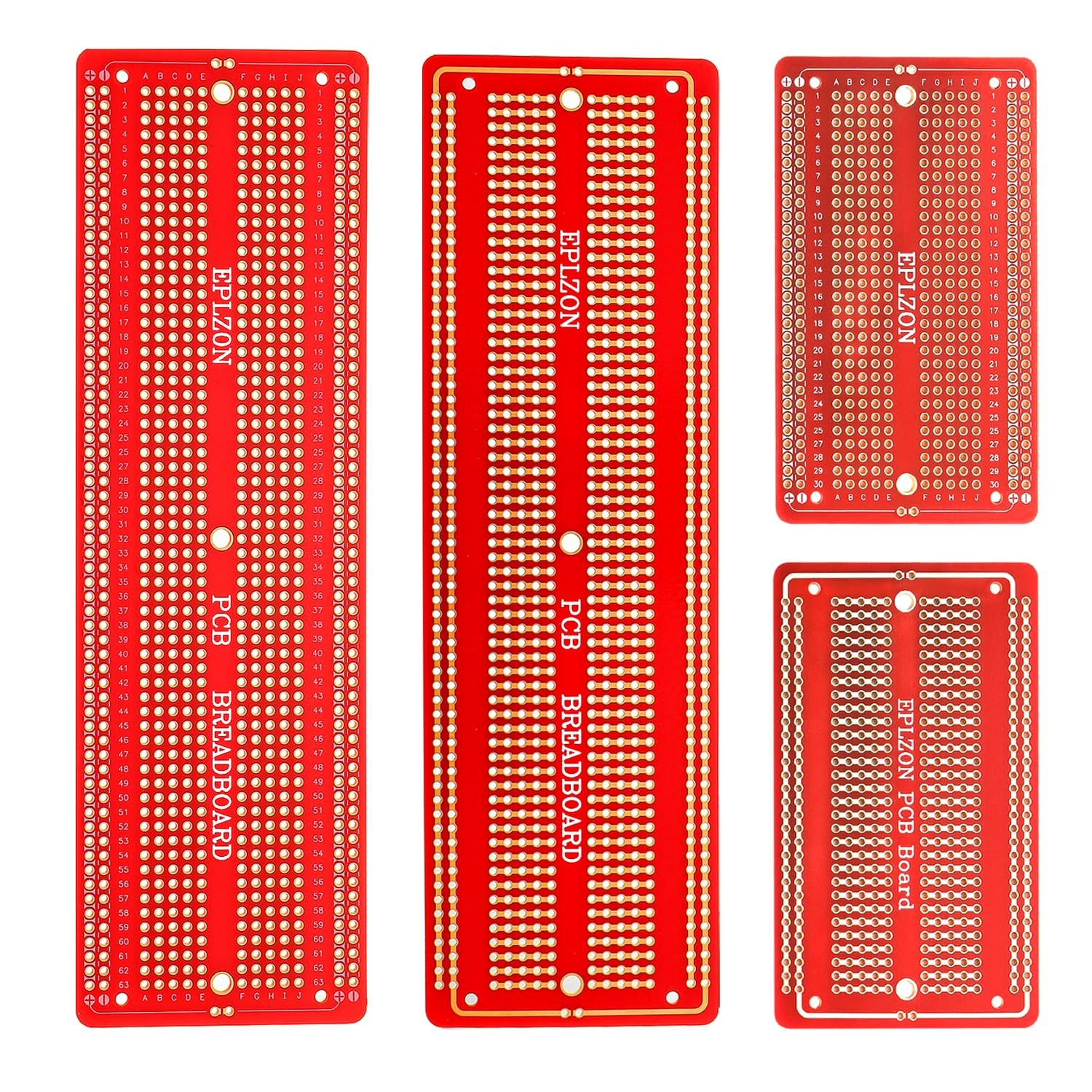 EPLOZN Red Solderable Breadboard Kit 2 PCS 6.8×2.05 & 2 PCS 3.5×2.05 Inch