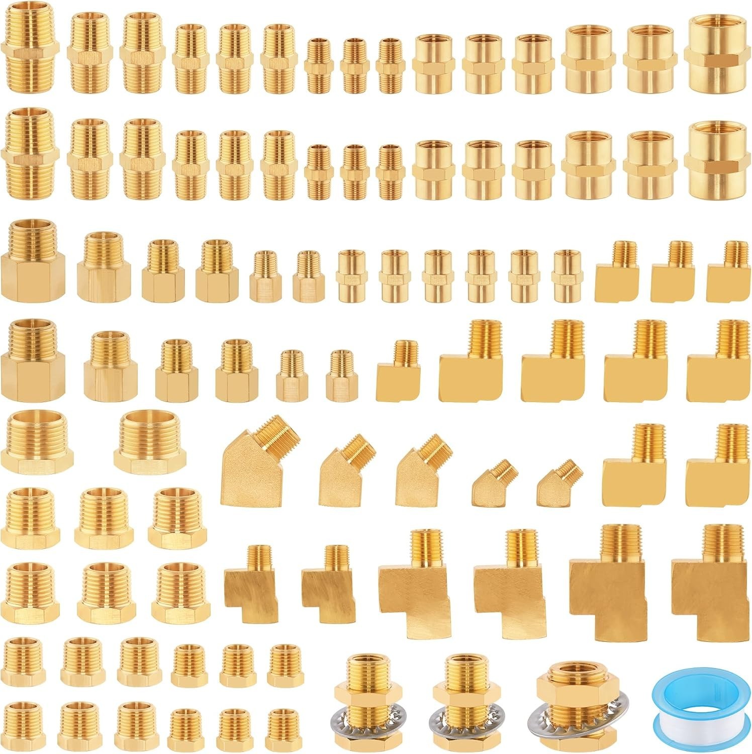 92PCS Brass Pipe Fittings Assortment 92Pcs Ki