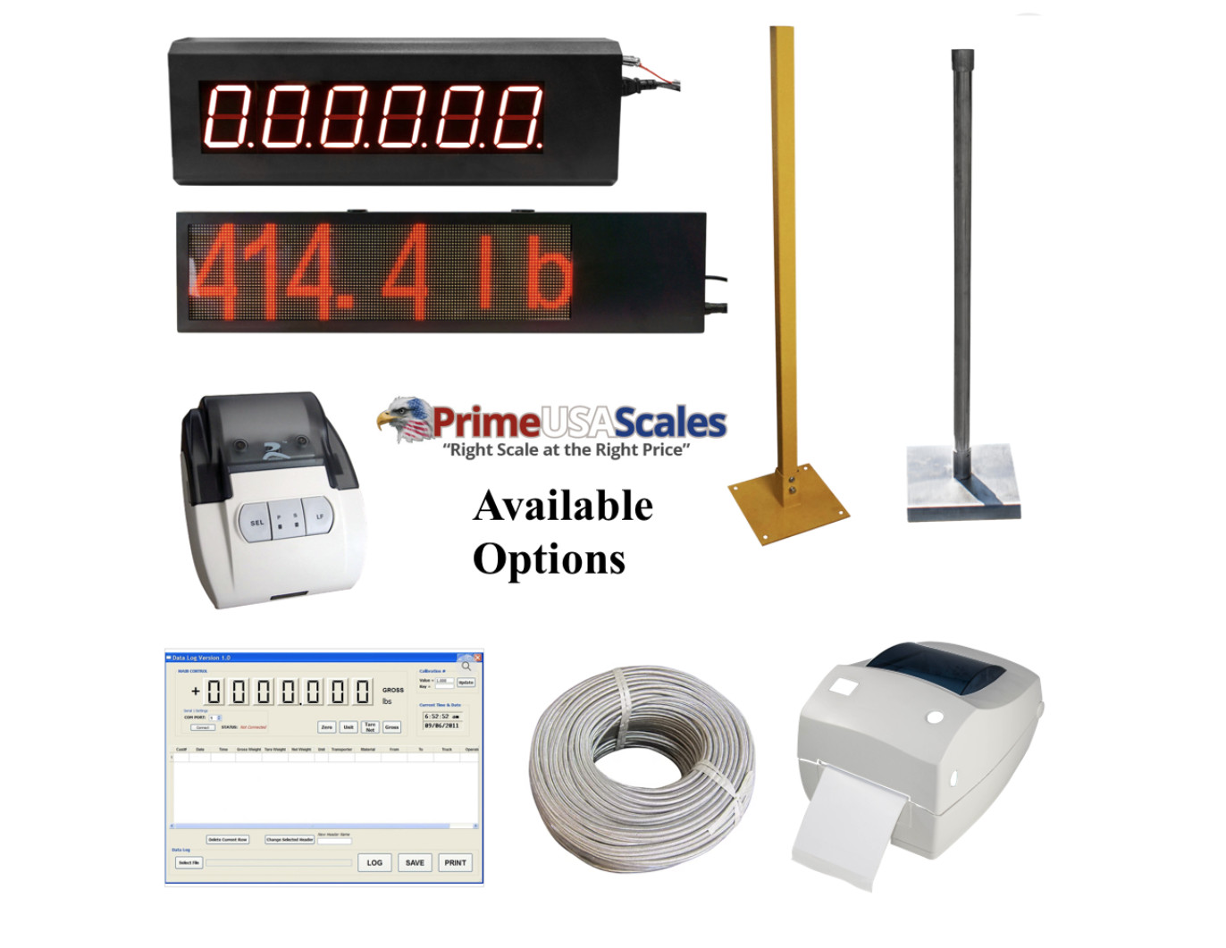 2,000 lb x 0.2 lb 4’x4′ Floor Pallet Scale + Indicator + Printer 5 Year Warranty