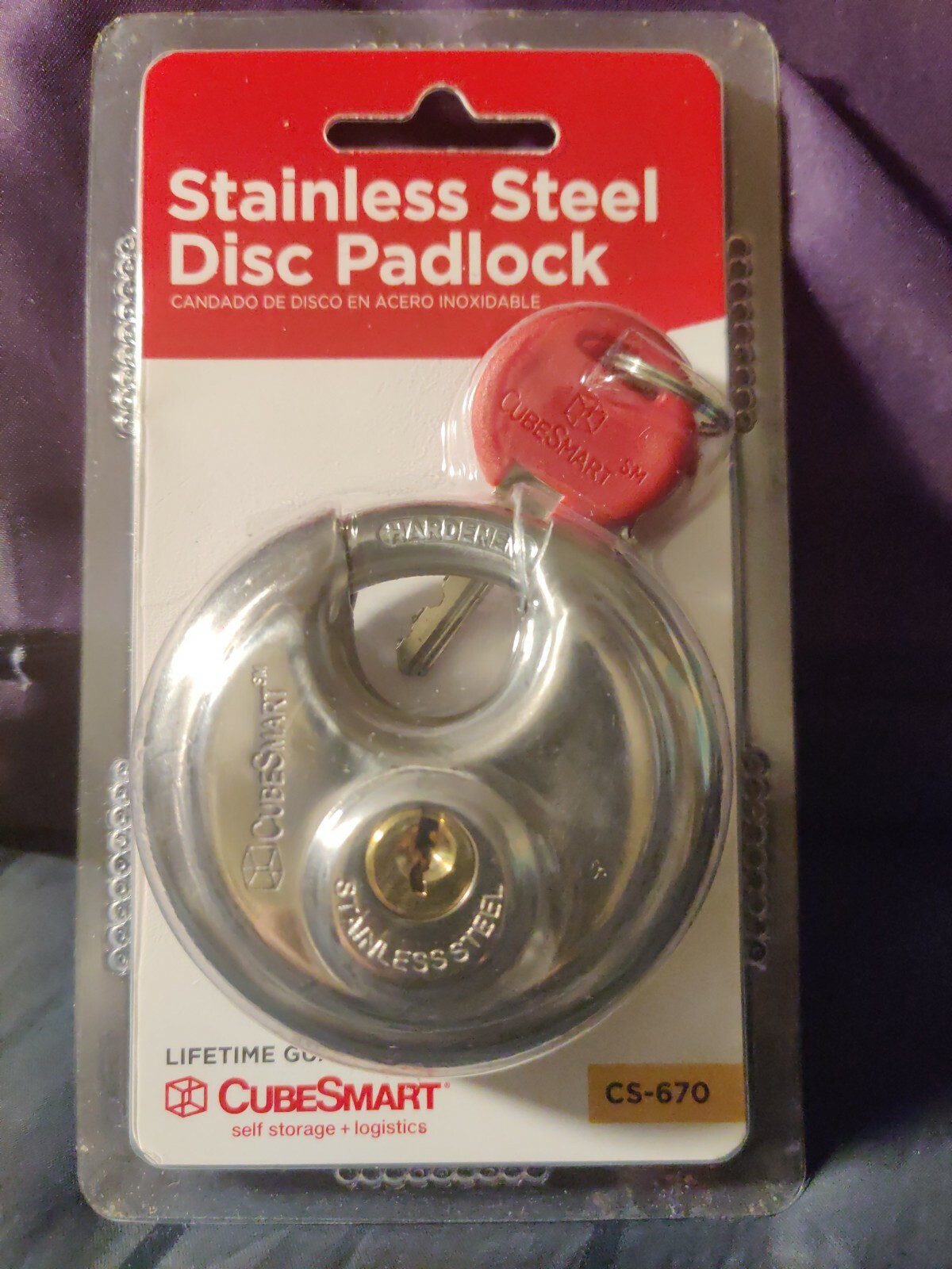 CubeSmart Stainless Steel 2 ¾» Disc Padlock with 2 keys, CS-670, NEW, UNOPENED