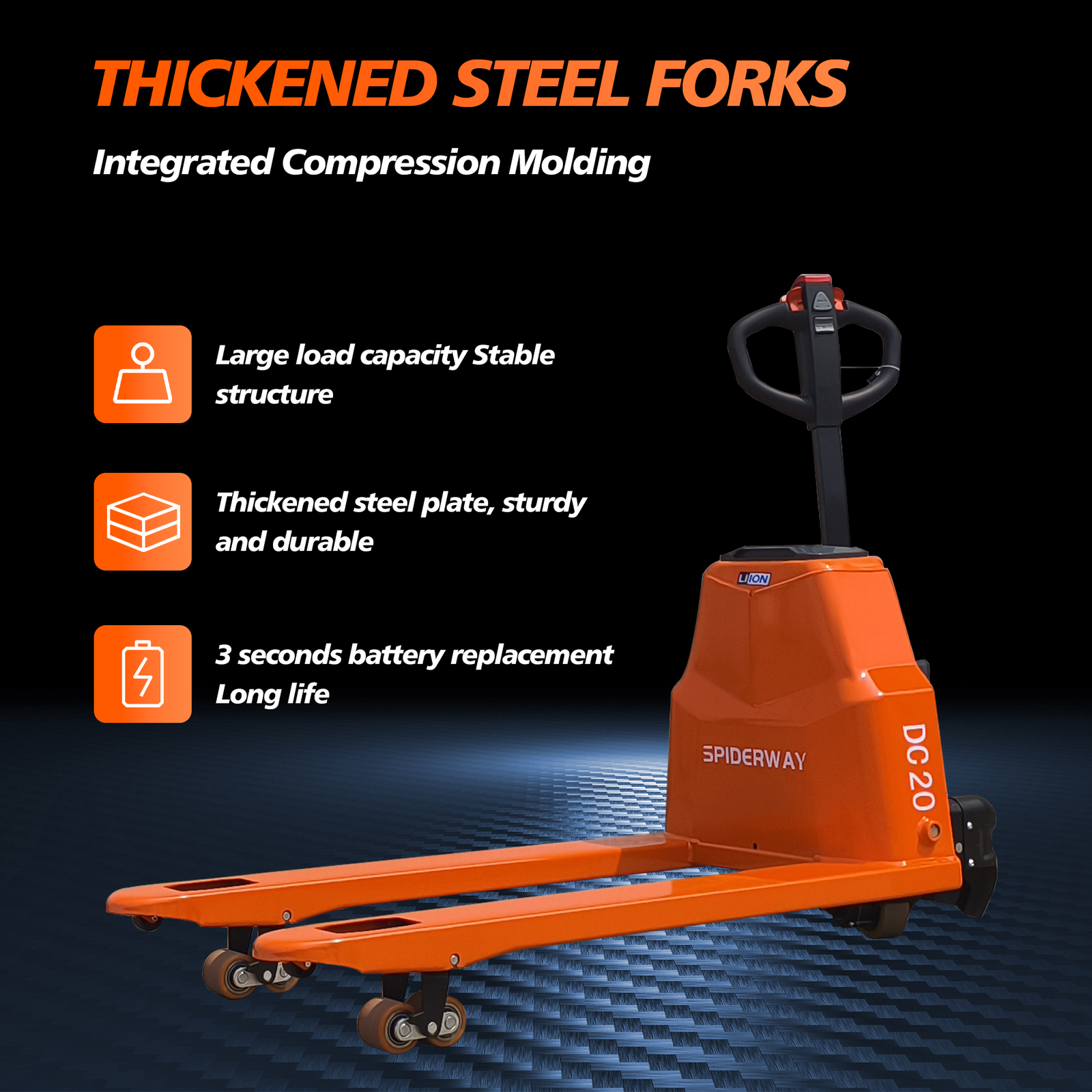 4400LBS Fully Electric Pallet Jack Truck Powered Lithium Battery 48″ x 27″ Forks