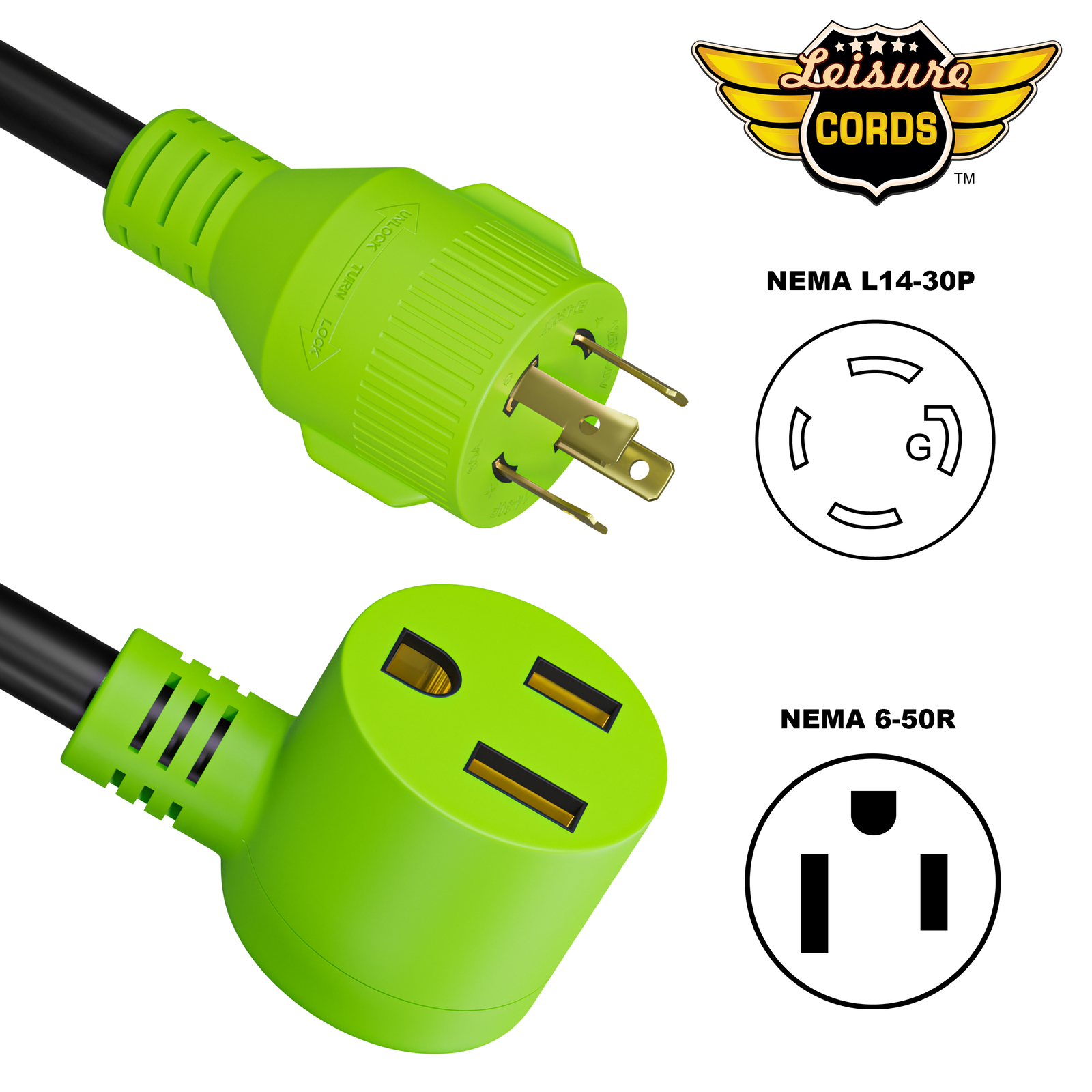 18 Inch Welder to Generator Adapter Power Cord NEMAL14-30P to 6-50R 220 Volt NEW