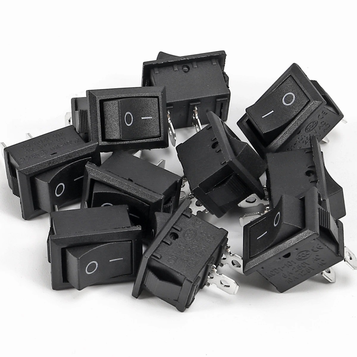 10Pcs Snap-In Rocker Switch ON/OFF 2 Pin SPST 125V 250V Car Boat