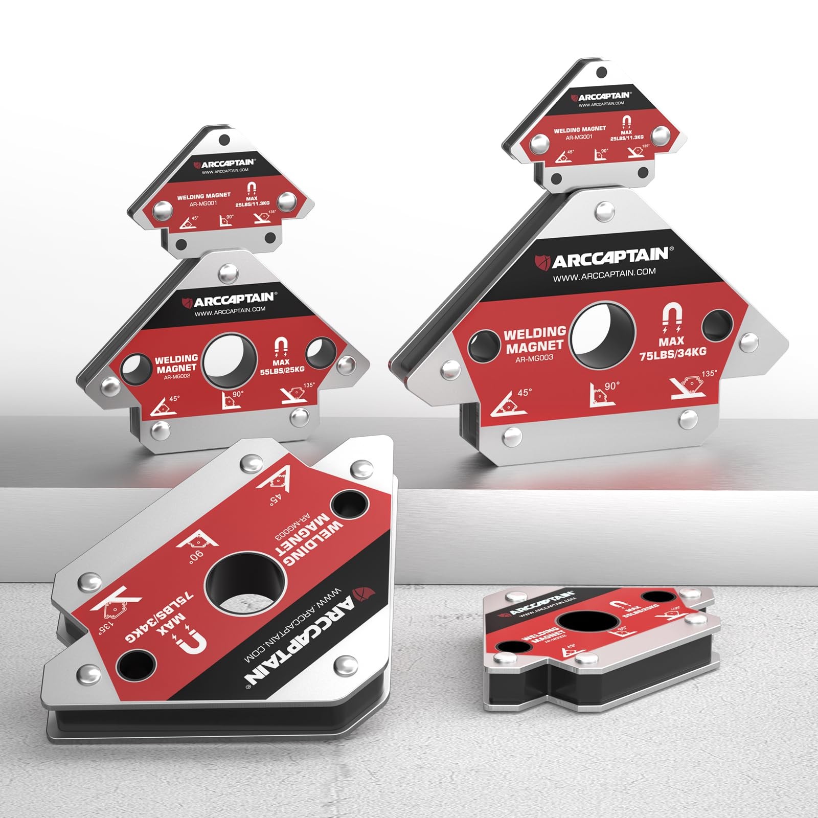 ARCCAPTAIN Arrow Welding Magnet Set Welder Soldering Angle Holder 25lb/55lb/75lb