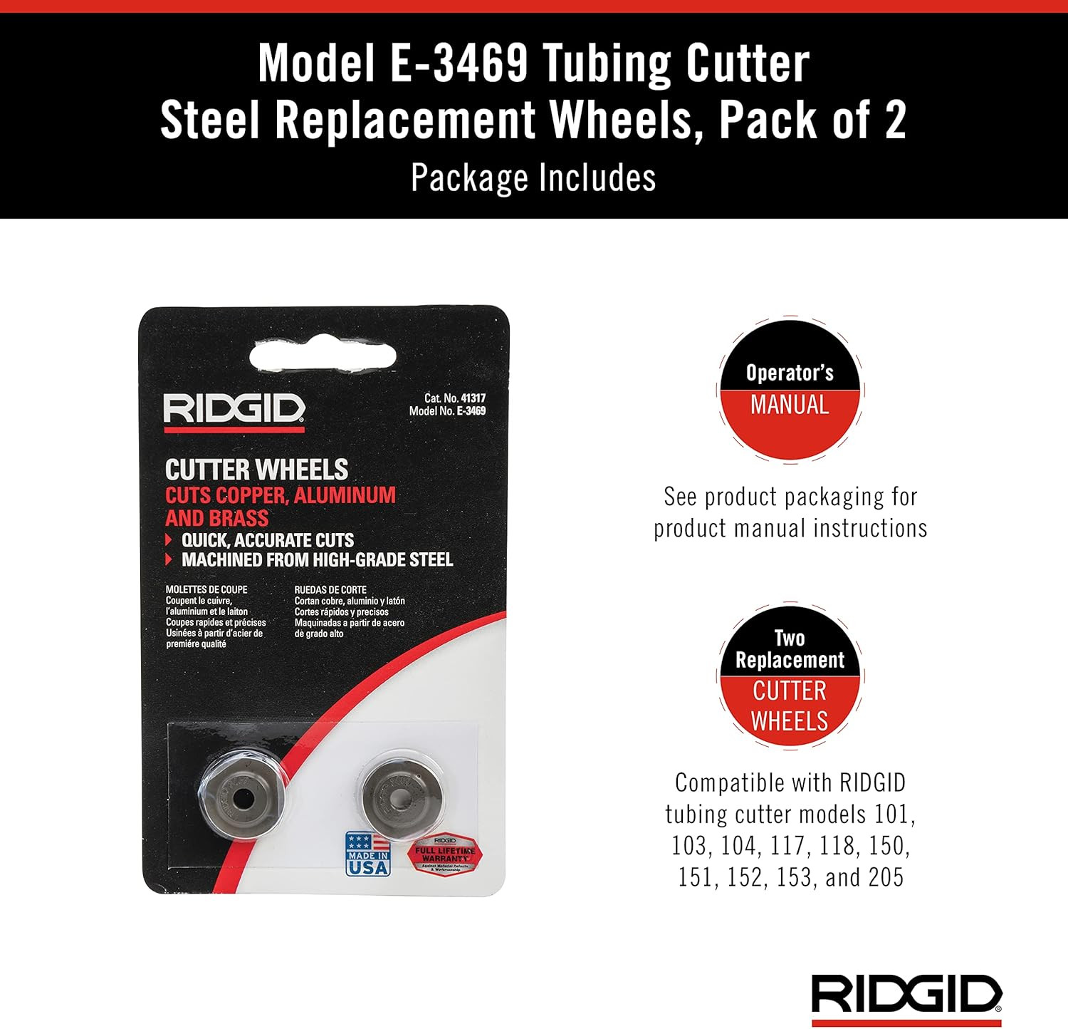 RIDGID 3469 Tubing Cutter Wheels Fits 101 103 104 117 118 150 151 152 153 205