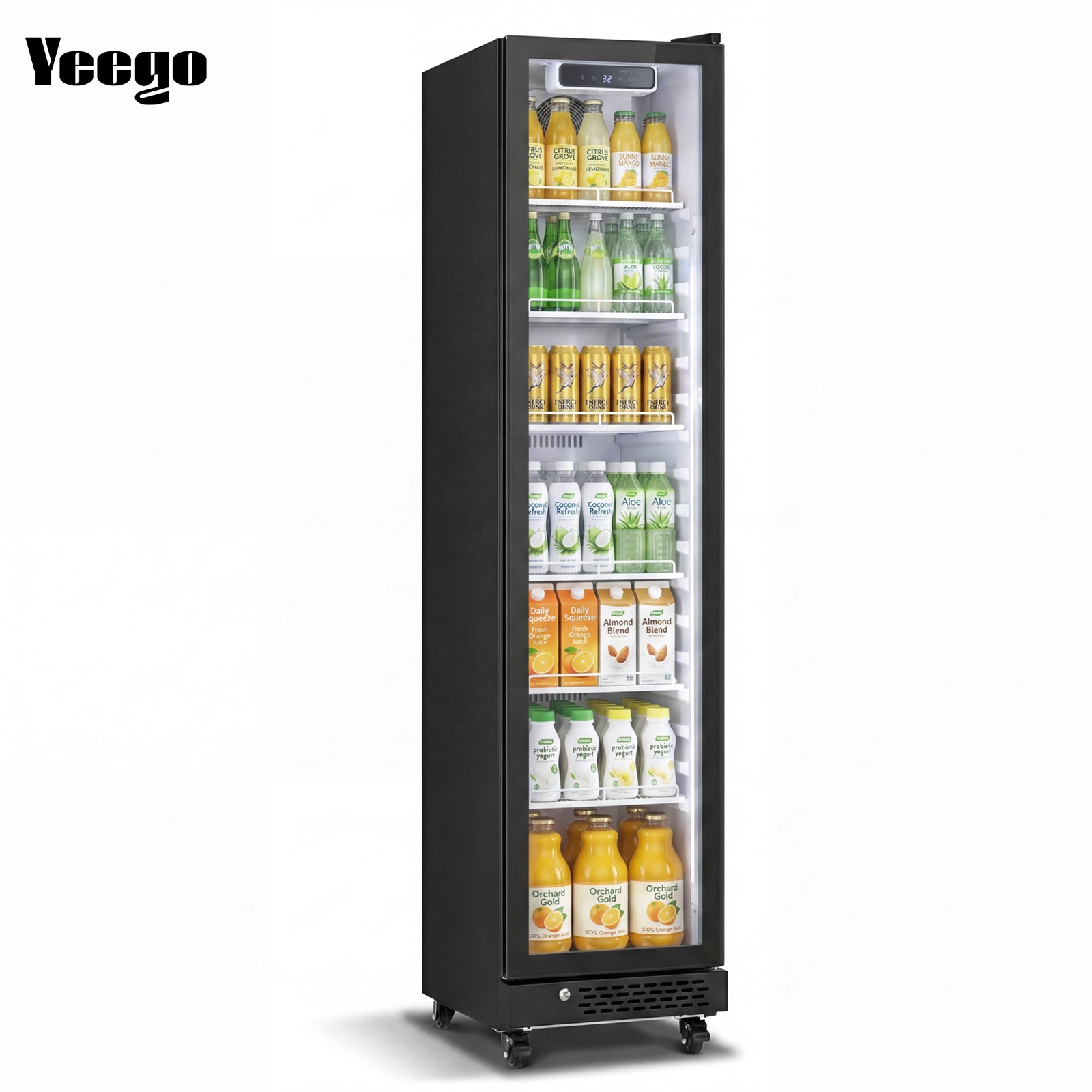 Yeego 8.3 Cu.ft Commercial Fridge Glass Door Merchandiser Refrigerator Black