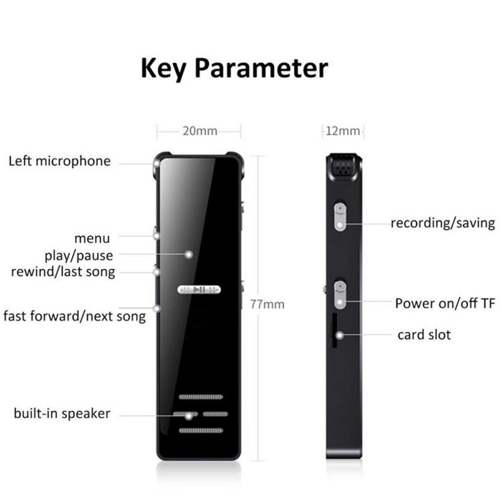 128G Spy Audio Recorder Digital Voice Activated Mini Sound Dictaphone/MP3 Player
