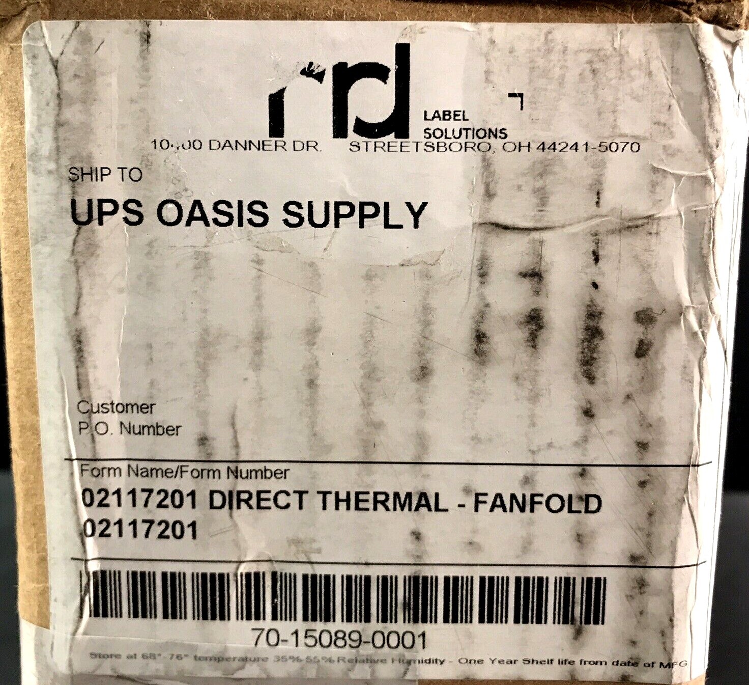 UPS Direct Thermal Fanfold Shipping Labels 1500 PC Sticker Zebra Compatible 4×8
