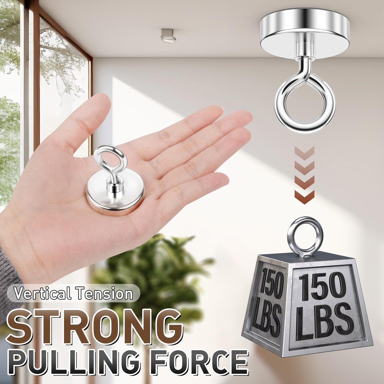 150 LBS Fishing Magnet, 1.42 Inch Neodymium Pickup Magnet