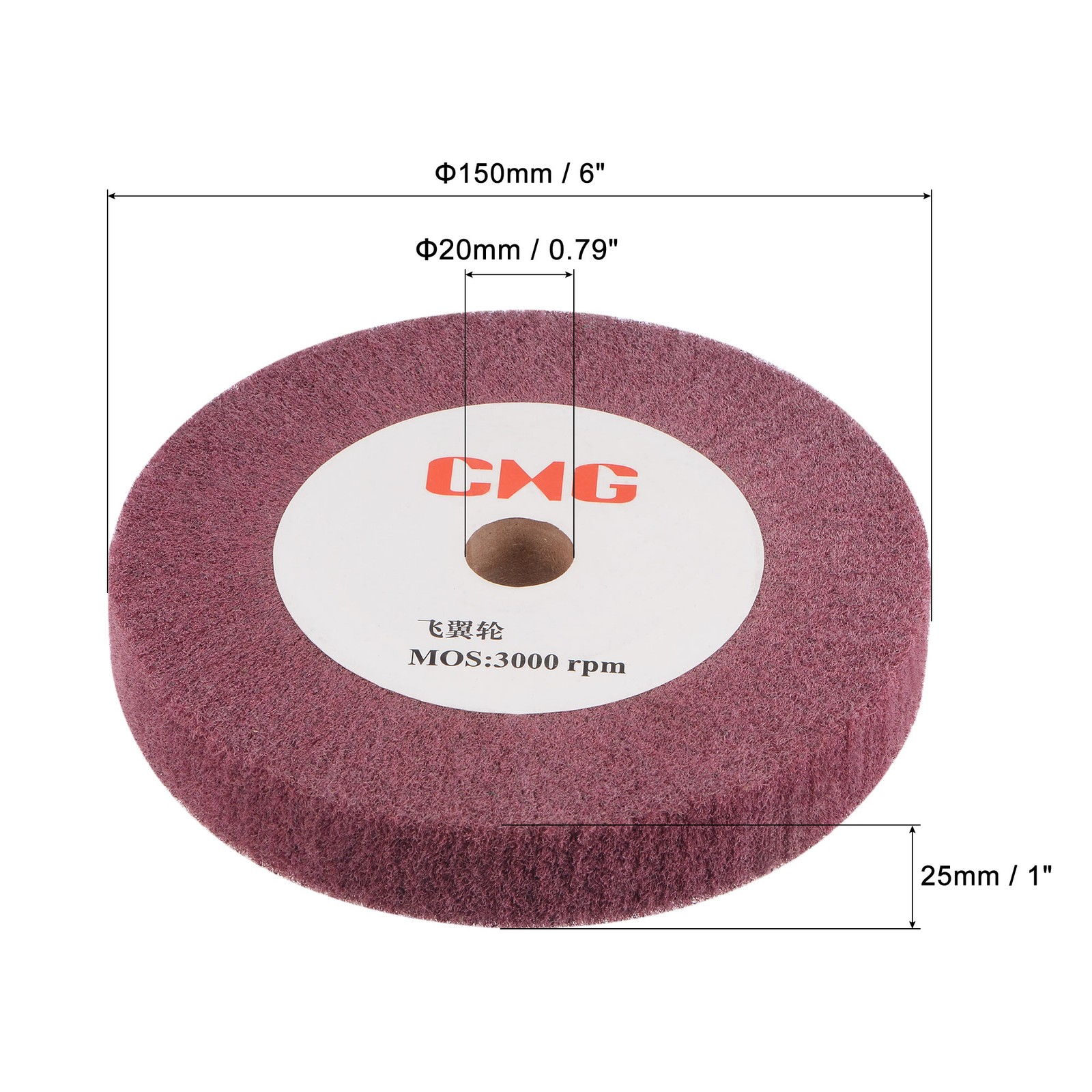 150mmx25mm Non-Woven Nylon Wire Drawing Abrasive Polishing Flap Wheel 320 Grits