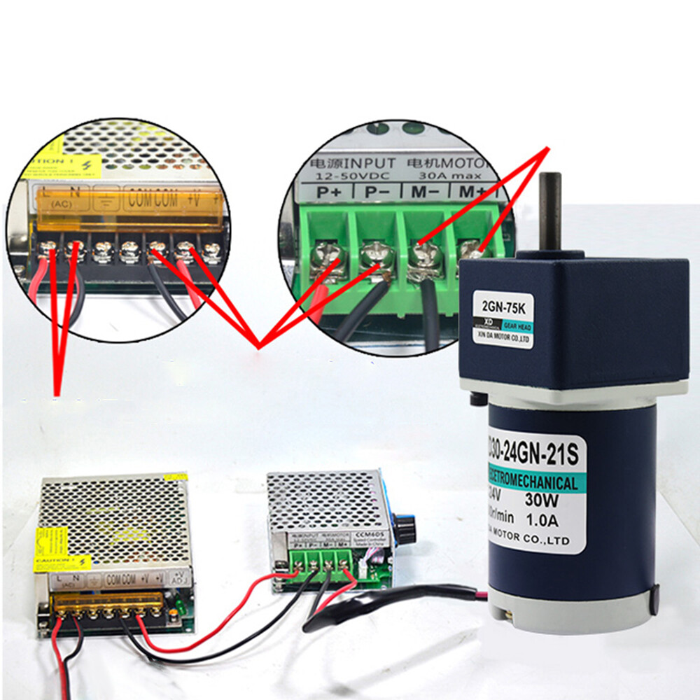 DC 12V/24V Micro Silent Metal Gear Motor 10RPM to 600RPM 2D30-24GN