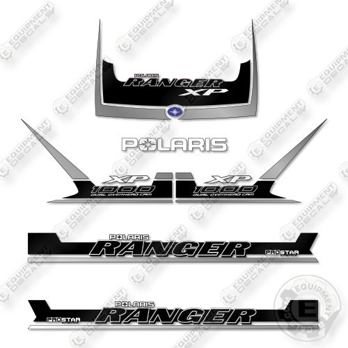 Polaris Ranger 1000 XP 2018 Decal Kit UTV -Silver & Black- Aftermarket Kit